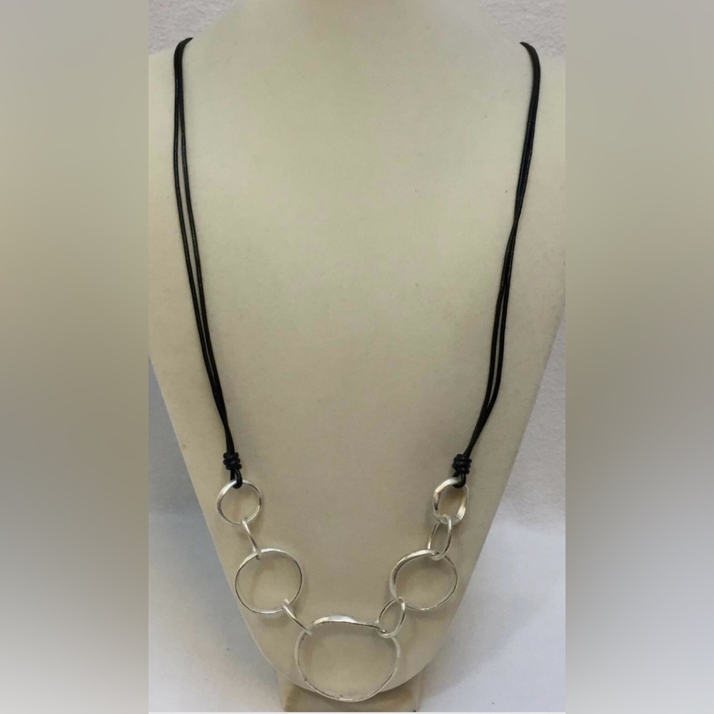 Sweet Lola Double Strand Faux Black Leather Necklace